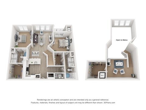 Floor plan for 2 beds, 2 baths, 1462 sqft